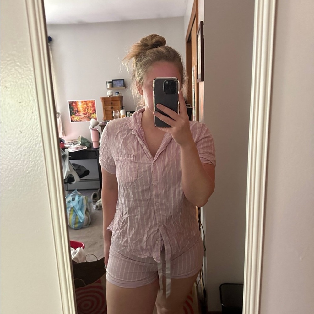 Victoria's Secret Lilac Striped Short Pajama Set